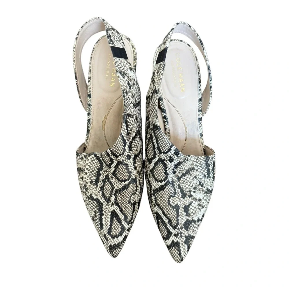 Cole Haan - Vania Half D'Orsay Snakeskin Leather Slingback Sz 8